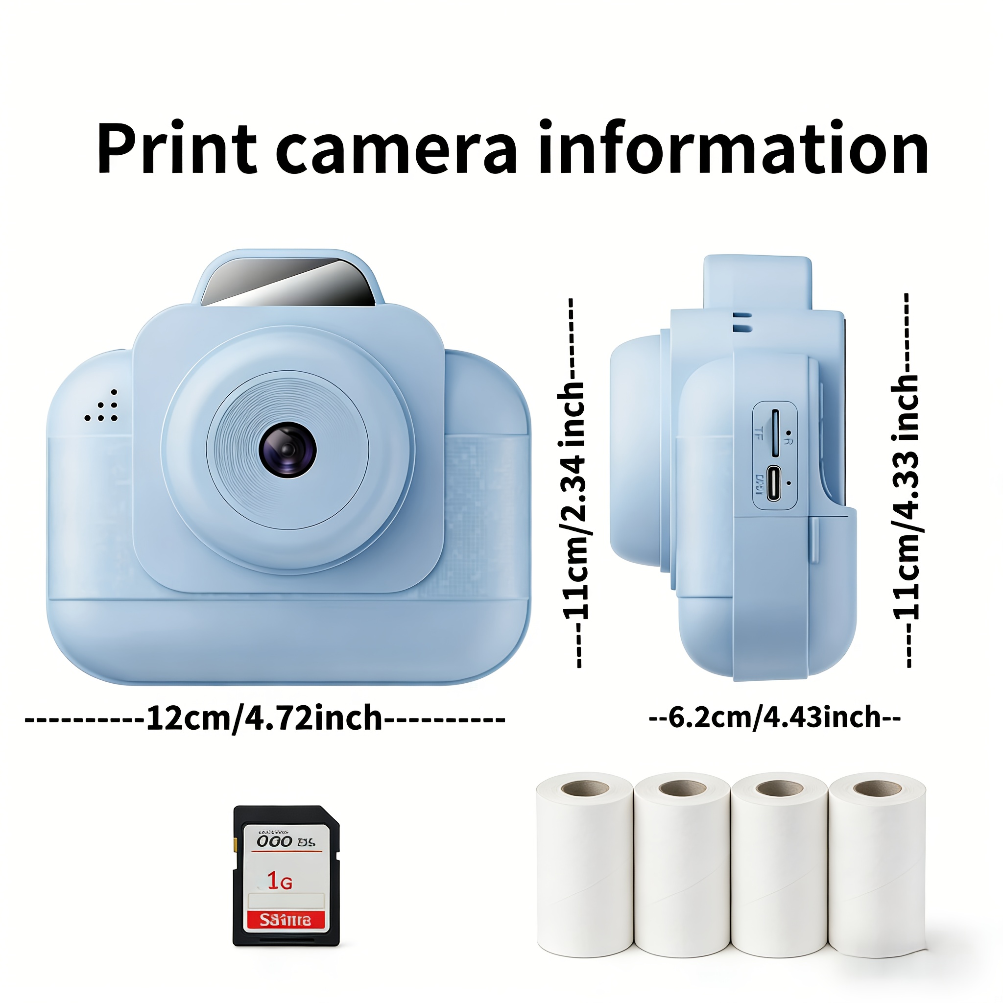 Thermal Printer - Portable photo printer (blue) with rechargeable